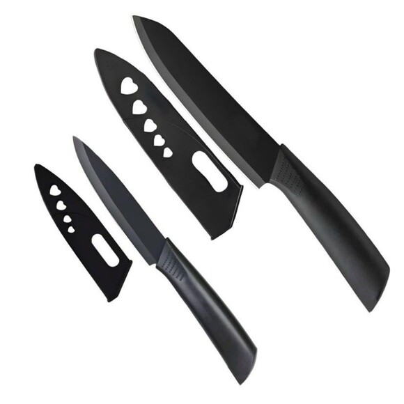 Stainless Steel Fruit Vegetable Knife for Chopping Slicing Dicing 2 Set Black - Picture 1 of 7